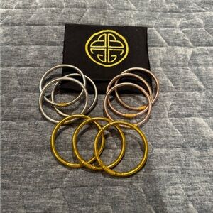 BUDHAGIRL Authentic Bangle All Weather Set of Gold, Silver, and Bronze Bangles